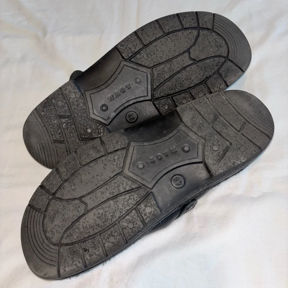 Naot Black Leather Slip-On Clogs